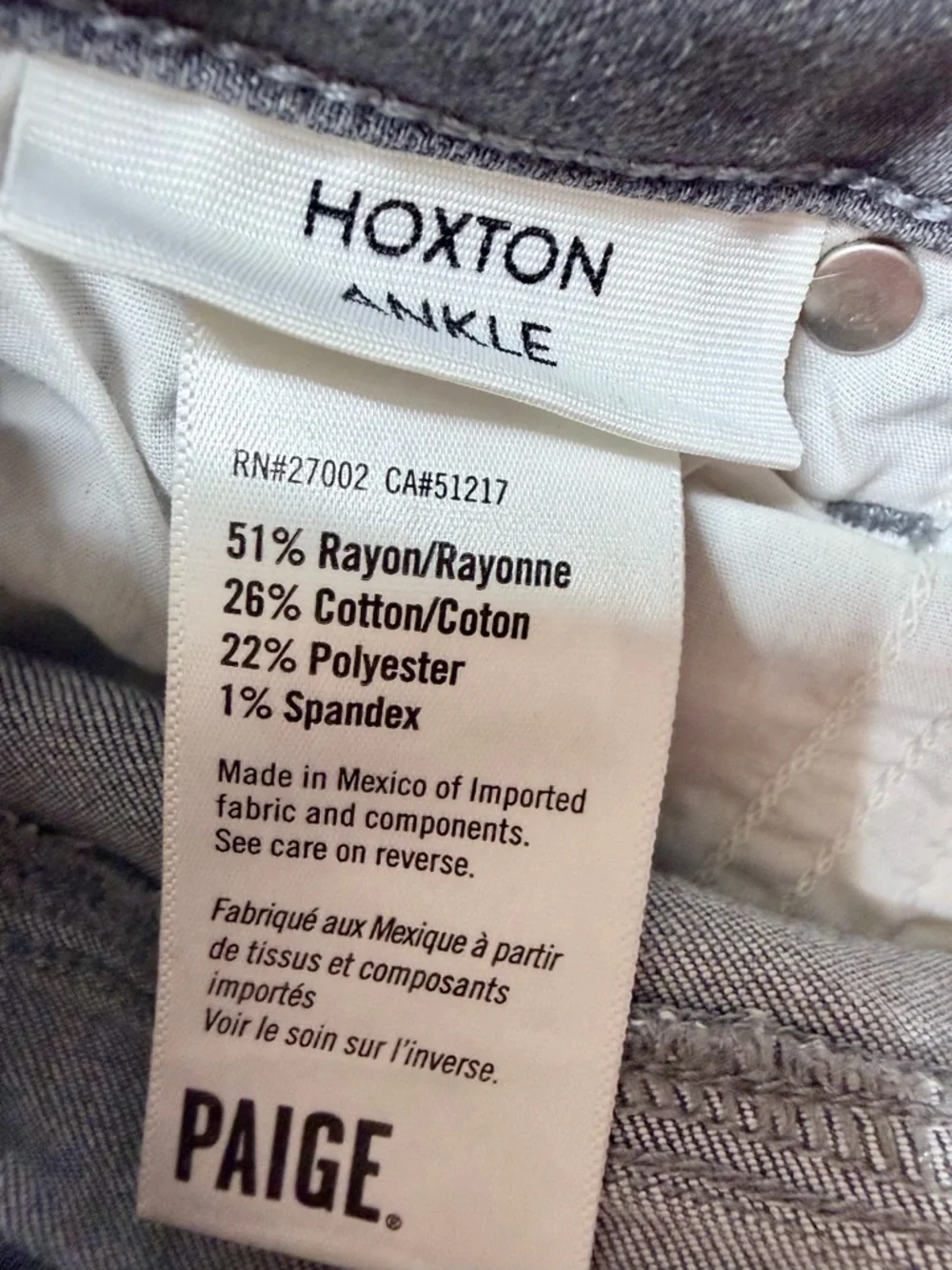 PAIGE Hoxton Ankle Jeans Gray Stone Wash Women’s 26 - Picture 8 of 14